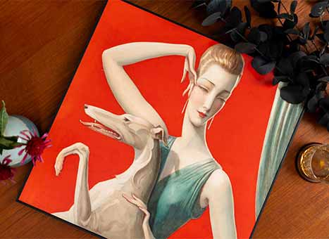Quadros – Elegant Woman and Afghan Hound de Wladyslaw Benda