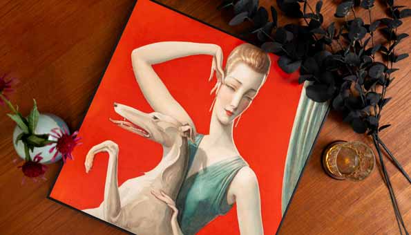 Quadros – Elegant Woman and Afghan Hound de Wladyslaw Benda